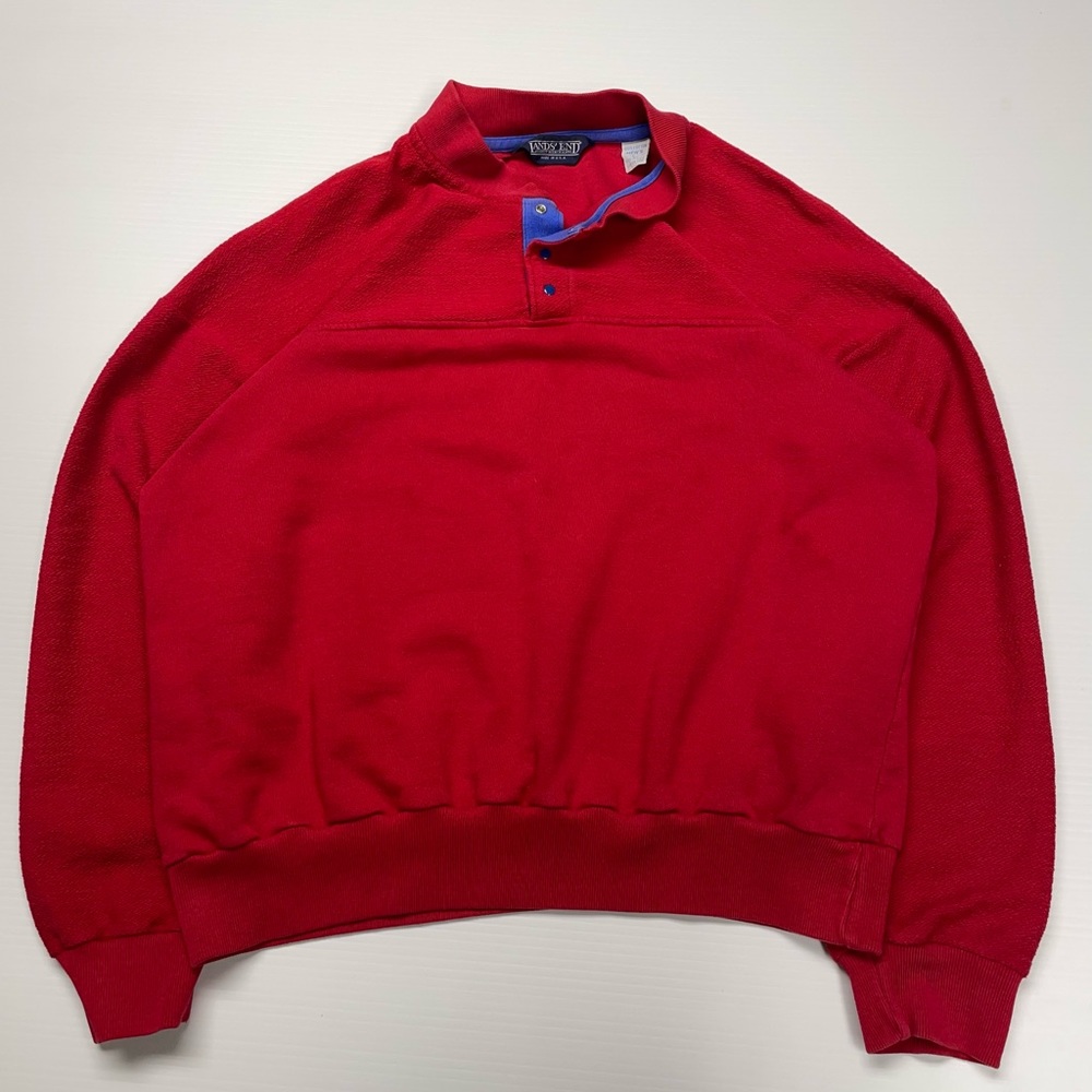 Vintage Lands End Quarter Buckle Long-sleeve Size L